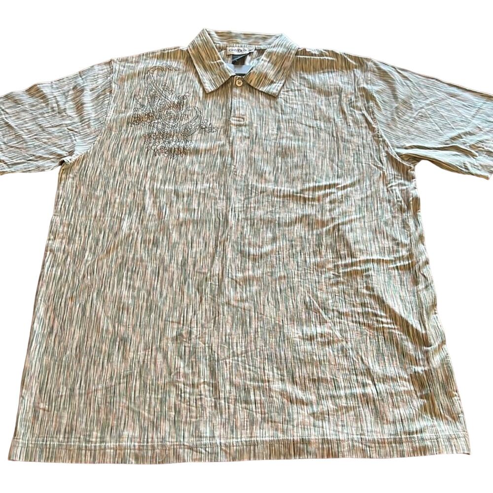 Chereskin Mens Medium Green Print Knit Pullover Shirt Polo Collar
